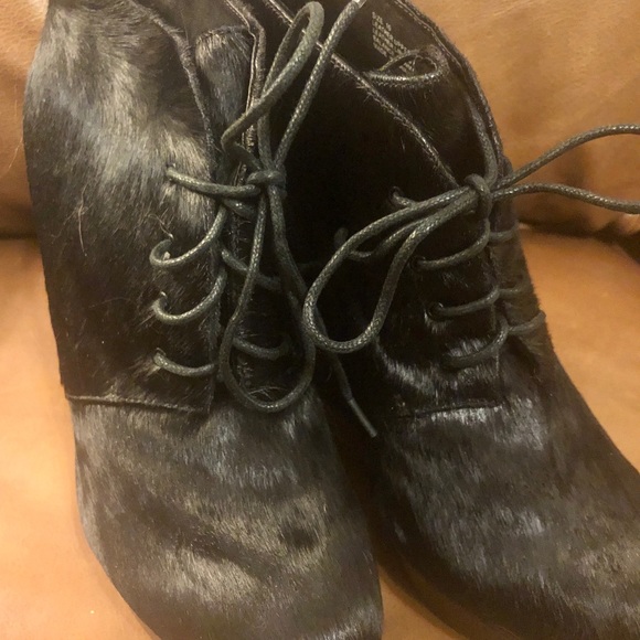 Matiko “ivy” black calf hair lace up wedge booties - Picture 5 of 8